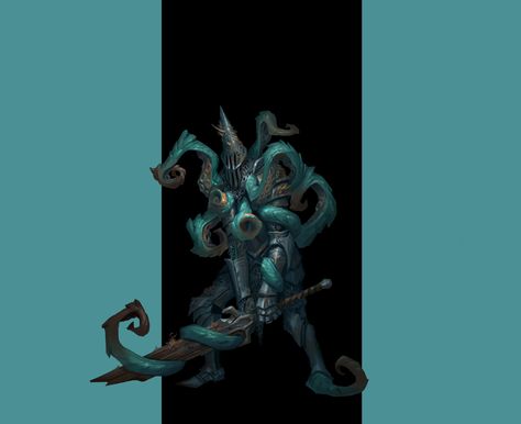 Water Elemental, Sea Knight, Beneath The Sea, Darkest Dungeon, Monster Characters, Fantasy Props, Dnd Monsters, Fantasy Collection, Fantasy Monster