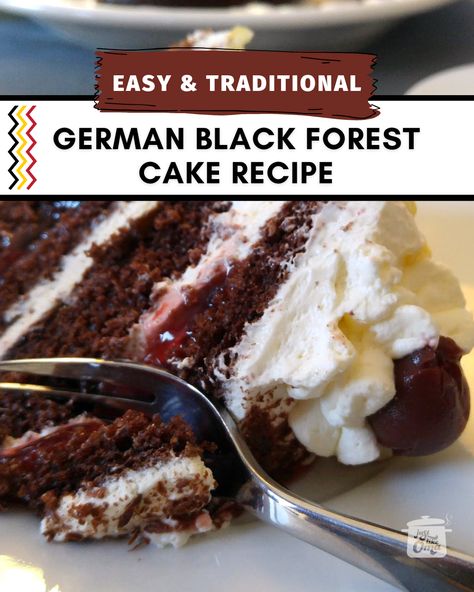 Easy German Black Forest Cherry Cake – Oma's Schwarzwälder Kirschtorte Traditional Black Forest Cake Germany, Authentic German Black Forest Cake Recipe, Authentic German Black Forest Cake, German Black Forest Cake Recipe, Easy German Dessert Recipes, Fruit Flan Recipe, Easy Black Forest Cake, German Black Forest Cake, Black Forest Cherry Cake