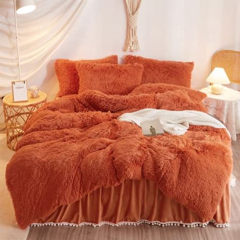 Cute Bed Set, Burnt Orange Bedding, Terracotta Bedding, Burnt Orange Comforter, Comforter Cover, Burnt Orange, Duvet Cover, Duvet, Faux Fur