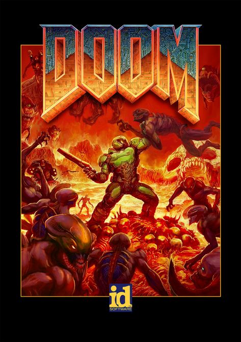 Doom Retro/Modern Fusion Poster! : gaming Doom Demons, Retro Games Poster, Doom Game, Old Computer, Street Fighter 2, Game Cover, Video Game Posters, Gaming Posters, Retro Videos