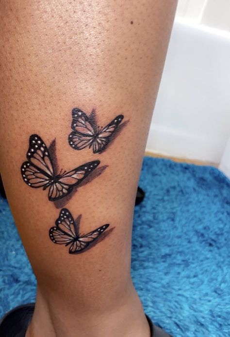 Leg Tattoos Women Lower Calf Butterfly, Four Butterflies Tattoo, Butterfly Leg Tattoo Thighs, Butterfly Tattoo On Foot, Butterfly Ankle Tattoo, Clavicle Tattoos, Butterfly Leg Tattoo, Butterfly Foot Tattoo, Butterfly Leg Tattoos