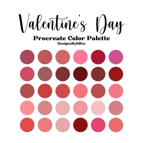 Valentine’s Day Color Palette, Valentines Palette, Valentines Day Color Palette, February Color Palette, Heart Color Palette, Valentines Color Palette, Valentine Palette, Valentine Color Palette, Procreate Pallets