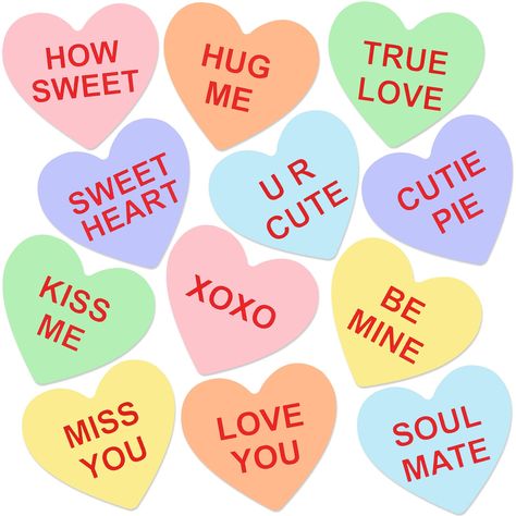 PRICES MAY VARY. Package Includes: you will receive 12 pieces of the Valentine's Day magnets in 6 colors, green, yellow, purple, orange, blue and pink, 12 different kinds of words, large quantity and rich styles to satisfy your festival decoration needs Heart Shape with Warm Words: our valentine garage door magnets are designed with the shape of heart, printed with classic Valentine's Day words, which are [KISS ME][TRUE LOVE][ MISS YOU][BE MINE][SWEET HEART][CUTIE PIE][HUG ME][LOVE YOU][SOUL MAT Valentines Photo Booth, Stencils Printables Templates, Valentines Wallpaper Iphone, Valentines Day Words, Kindergarten Coloring Pages, Valentines Patterns, Diy Valentines Decorations, Cruise Wedding, Valentines Wallpaper