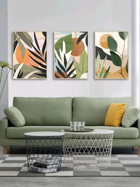 Multiple Canvas Painting Ideas Simple, Boho Painting Ideas On Canvas, 4 Canvas Painting Ideas, Boho Acrylic Painting, 3 Canvas Painting Ideas, Rolled Magazine Art, Boho Art Painting, Boho Painting, Dekor Diy