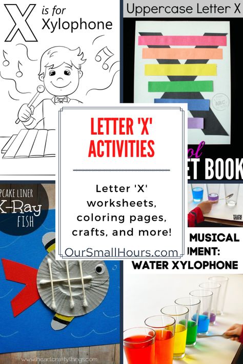 Help your little ones learn all about the letter X with these fun preschool letter X activities. You'll find Letter X worksheets, Letter X crafts, Letter X coloring pages and more! These free Letter X resources are worth saving. #letterxactivities #letterxworksheets #letterxcoloringpages #letterxcrafts #preschoolhomeschool #homeschool #letterx | oursmallhours.com Letter X Craft For Preschoolers, Letter X Crafts For Preschoolers, Letter X Activities For Preschool, Letter X Activities, Letter X Crafts, Friendship Celebration, Before Five In A Row, Preschool Activities Printable, Crafts Printable