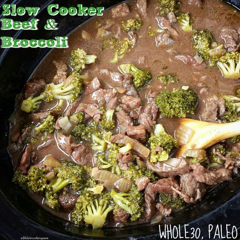 Slow Cooker Beef & Broccoli (Whole30, Paleo) Beef Tips Slow Cooker, Slow Cooker Beef Broccoli, Healthy Beef And Broccoli, Slow Beef Stew, Slow Cooker Broccoli, Paleo Slow Cooker, Beef Broccoli, Benefits Of Organic Food, Slow Cooker Recipes Beef