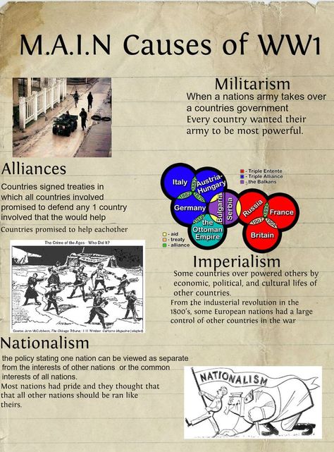 4 MAIN causes of ww1 World History Lessons, The Oregon Trail, Ap World History, History Notes, History Classroom, History Timeline, History Education, Homeschool History, Teaching Social Studies