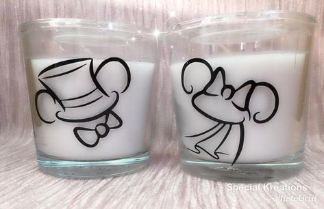 Minnie Mouse Candle, Mickey Mouse Candle, White Candles Wedding, Mickey Wedding, Mickey Mouse Wedding, Change Jar, Anniversary Candle, Favours Wedding, Candles Wedding