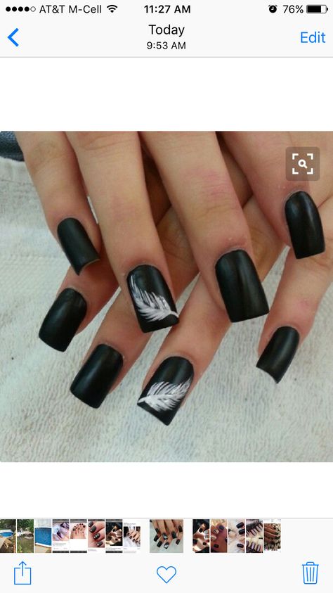 Feather Nail Design, Feather Nail Designs, Feather Nail, Feather Nail Art, Black Gold Nails, Black Gel Nails, Feather Nails, Pink Ombre Nails, Gel Acrylic Nails