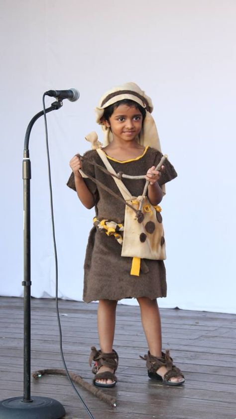 David / Goliath King David Costume, David And Goliath Costume, David And Goliath Costume Diy, King David Costume For Kids, David Costume Bible, Bible Character Costumes Kids, David And Goliath Picture, Creation Bible Crafts, David Bible