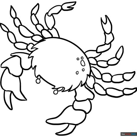 Free Crab Coloring Page for Kids Crab Coloring Page, Easy Drawing Guides, Funny Fish, Drawing Guides, Popular Cartoons, Kids Print, Printable Coloring Sheets, Drawing Tutorial Easy, Coloring Tutorial