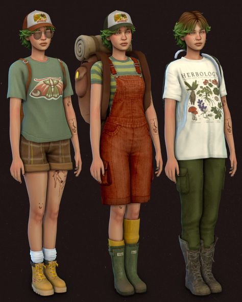 Stardew Valley Mods Clothes, Sims 4 Skills, Sims Lookbook, Los Sims 4 Mods, Sims Characters, Nature Outfits, Cc Sims4, Pants Boots, Socks Boots