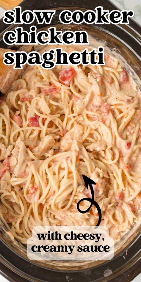 Tender chicken, rich cream cheese, and perfectly seasoned spaghetti comes together effortlessly with the help of your slow cooker. Perfect for busy weeknights. Easy Ingredient Recipes, Chicken Spedini Recipe, Slow Cooker Chicken Spaghetti, Fresh Parsley Recipes, Chicken With Spaghetti Sauce, Easy Chicken Spaghetti, Crockpot Chicken Spaghetti, Sparkling Punch, Chicken Spaghetti Casserole