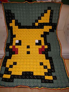 8 Bit Crochet, Pixel Crochet Blanket, Pokemon Crochet Pattern, Pokemon Pixel, Crochet Pokemon, Pixel Crochet, Crochet Blanket Afghan, C2c Crochet, Crochet Quilt