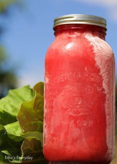 Edie's Everyday: Rhubarb Slush: One of the Best Frozen Drinks You'll Ever Taste Party Food Summer, Rhubarb Slush, Slush Recipes, Rhubarb Desserts, Food Summer, Rhubarb Recipes, Garden Recipes, Alcohol Drink Recipes, Frozen Drinks