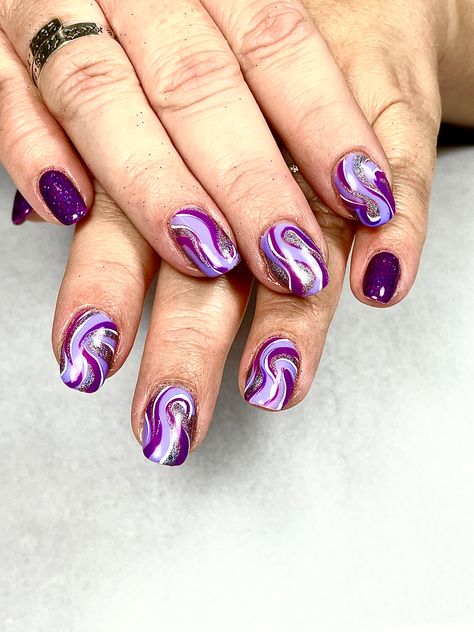 Gel Nails Swirls, Dip Polish, Swirl Nail, Swirl Nail Art, Swirl Nails, Purple Swirl, Nail Art Design, Spring Nails, Swirl