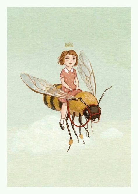 Bee rider Classic Wall Decor, Bee Drawing, Bee Painting, Bee Stuff, Illustration Kunst, Arte Peculiar, Bee Illustration, The Bees Knees, Vintage Bee