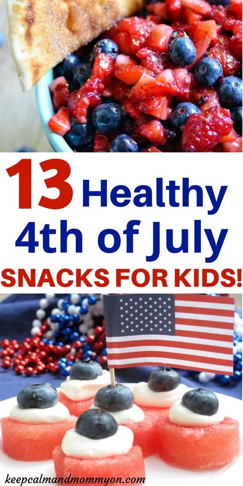 Healthy 4th of July Food For Kids! 4th of July Snack Ideas, 4th of July Dessert Ideas, Patriotic Food Ideas, 4th of July Party Ideas Healthy 4th Of July Food, Patriotic Food Ideas, 4th Of July Dessert Ideas, 4th Of July Snacks, 4th Of July Dessert, Cooking Kids, Patriotic Food, Guilt Free Snacks, Snacks For Kids