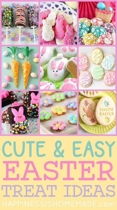 These 25 yummy and easy Easter treat ideas are perfect for all of your Easter holiday celebrations! Cute Easter treats to kick off the spring season! Easy Kids Easter Desserts, Easter Treats For Adults, Easter Treat Ideas, Easter Chocolate Bark, Easter Treats For Kids, Diy Easter Treats, Easter Egg Sugar Cookies, Cute Easter Desserts, Easter Rice Krispie Treats