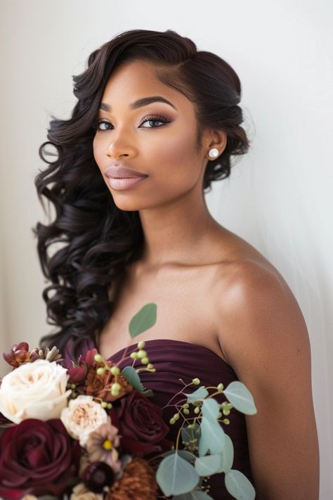 From Matte to Metallics: 17 Fall Nail Color Ideas You Can't Miss Wedding Hairstyles Side Swept, Side Swept Wedding Hair, Hairstyles Side Swept, Wedding Hairstyles Side, Flippy Hair, Hair Lookbook, Fall Highlights, Wedding Hair Side, Hair Color Unique