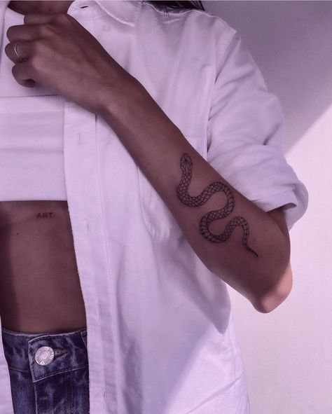 God Tattoos, Forearm Tattoo Women, Back Tattoo Women, Subtle Tattoos, Aesthetic Tattoo, Snake Tattoo, Feminine Tattoos, Trendy Tattoos, Forearm Tattoo