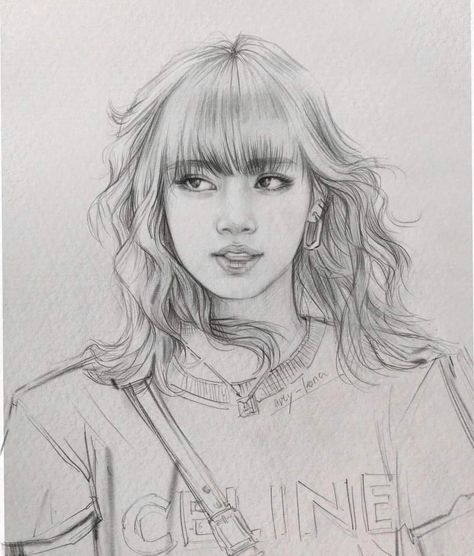 Im draw Lisa Manoban Pink Drawing, Girl Face Drawing, Girl Drawing Sketches, 얼굴 그리기, Sketching Drawing, Painting Sketch, Celebrity Drawings, Beauty Art Drawings, Kpop Drawings