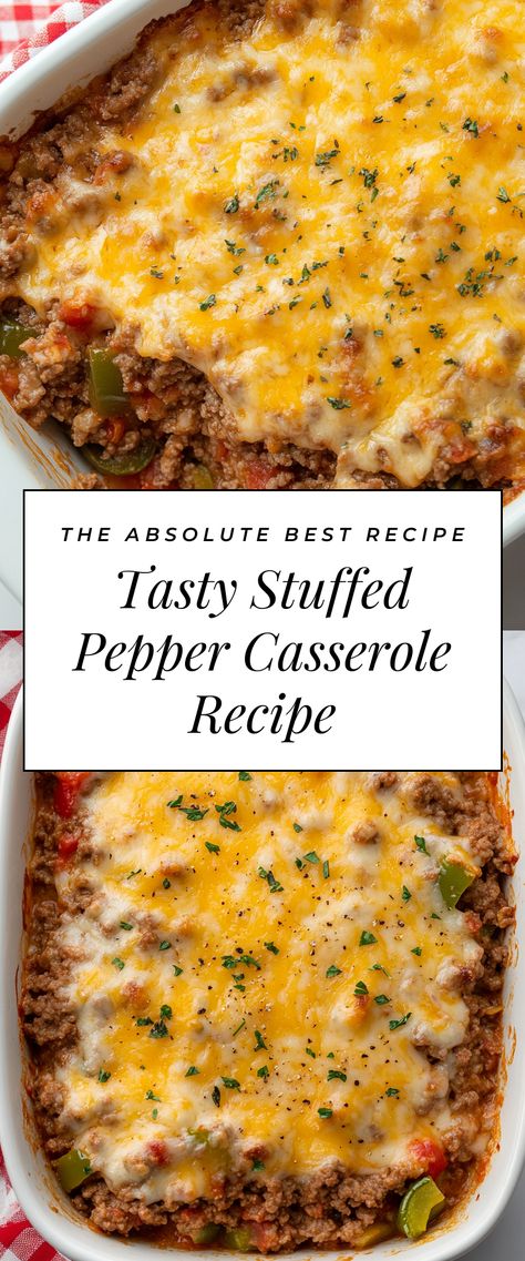 Image for Tasty Stuffed Pepper Casserole Recipe Cheesy Stuffed Pepper Casserole, Unstuffed Peppers Casserole, Stuffed Pepper Casserole Healthy, Stuffed Green Pepper Casserole, Lazy Stuffed Peppers, Stuffed Bell Pepper Casserole, Green Pepper Casserole, Unstuffed Pepper Casserole, Casserole Meals