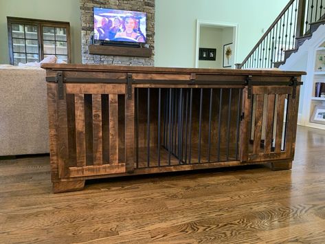 Dog Kennel Furniture Diy, Double Dog Kennel, Wood Dog Kennel, Custom Dog Kennel, Double Dog Crate, Wood Dog Crate, Diy Wooden Crate, Diy Dog Crate, Wooden Dog Kennels