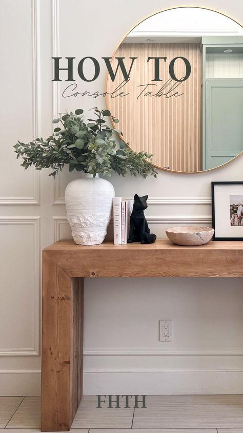 Folsom Coffee Table, Foyer Table Ideas, Diy Wood Console Table, Tall Entryway Table, Round Entryway, Round Foyer, Black Entryway Table, White Entryway Table, Modern Entry Table