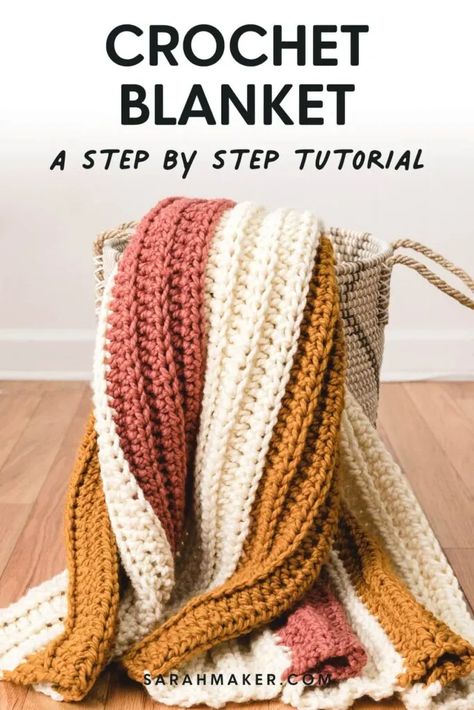 How to Crochet a Blanket + Free Pattern Chunky Blanket Crochet Pattern, Chunky Blanket Crochet, Crochet A Blanket, Chunky Crochet Blanket Pattern, Large Crochet Hooks, Modern Crochet Blanket, Crochet Throw Pattern, Throw Blanket Pattern, Crochet Pattern Instructions