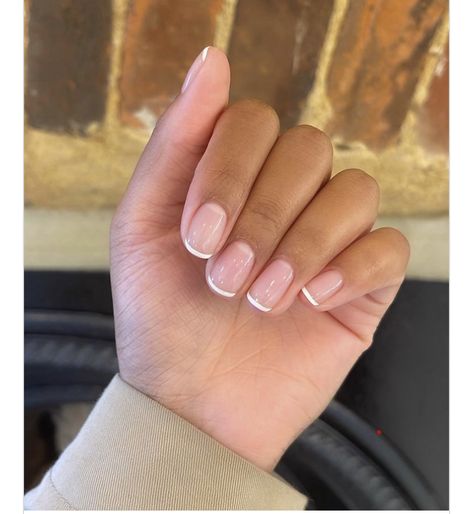 French Tip Gel Extension Nails, Round Micro French Tip Nails, Rounded Square French Tip Nails, Squoval French Tip Nails, French Tip Dip Nails, Micro French Tip, French Tip Dip, Gel French Manicure, Gel Nail Extensions