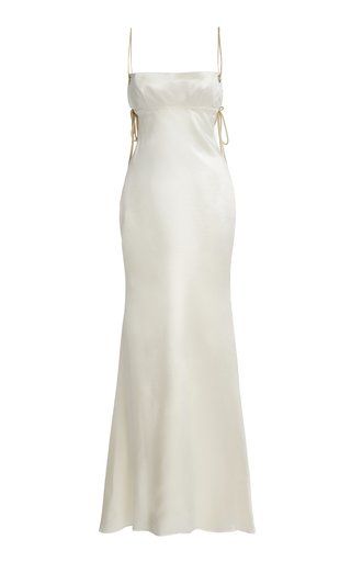 White Open Back Dress, Danielle Frankel, Prom Dress Inspo, Anna October, Yule Ball, Open Back Dress, Silk Gown, Backless Maxi Dresses, Satin Gown