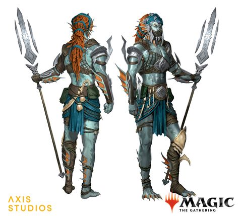 ArtStation - Zendikar Rising: Merfolk Character Design, Diego Gisbert Llorens Merfolk Warrior, Triton Character Design, Merfolk Character Design, Sea Character Design, Ocean Character Design, Rpg Clothes, Prehistoric Man, Dnd Inspiration, Gamer Stuff