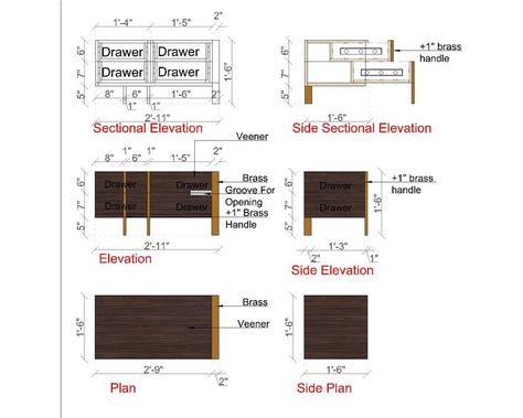 Drawer Section Detail Drawing, Architect Data, Furniture Details Drawing, Furniture Drawing, Side Bed, Architectural Presentation, Modern Office Interiors, Loft Interior Design, Drawing Interior