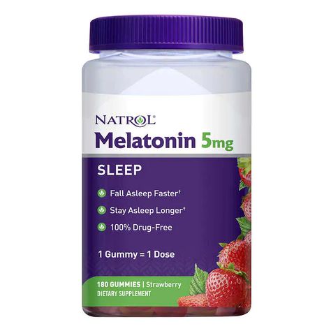 Natrol Melatonin 5 mg., 180 Gummies | Costco Melatonin Gummies, Sleep Supplements, Valerian Root, Sleep Support, Sleep Aid, Fall Asleep Faster, Hip Pain, Artificial Sweetener, Clean Ingredients