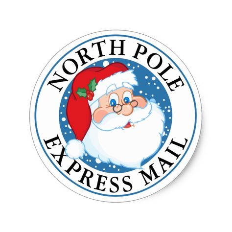 Christmas North Pole Express Mail Santa Classic Round Sticker Create Your Own #Custom #Christmas #Holiday #Decals and #Stickers Santa Clause Pictures, Santa Tags, Christmas North Pole, Santa Stamp, Message From Santa, Santa Mail, North Pole Express, Christmas Mail, Christmas Labels