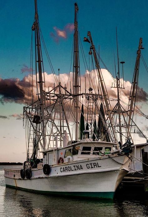 Carolina Girl at the dock in Port Royal Shrimp Boats, Commercial Fishing, Sport Fishing Boats, Shrimp Boat, Working Boat, Salt Water Fishing, Kayak Boats, Fishing Vessel, Bass Boat