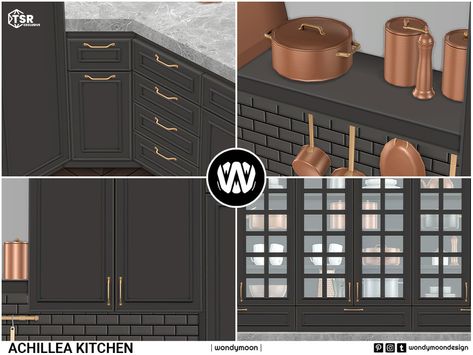 The Sims Resource - Achillea Kitchen - Part I Sims 4 Kitchen Counters Maxis Match, Sims 4 Kitchen Cabinets Maxis Match, Sims 4 China Cabinet, Sims4 Cc Kitchen Clutter, Sims 4 Backsplash, The Sims 4 Cc Kitchen Counter, Sims 4 Kitchen Cabinets Cc, Sims 4 Build Cc Kitchen, Sims 4 Washing Machine Cc