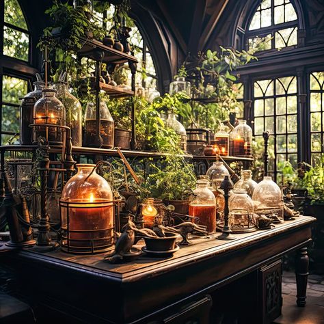 Scientific symphony, Laboratory adorned with flasks royalty free stock photos Fantasy Laboratory, Home Science Lab, Magic Laboratory, Alchemist Laboratory, Potions Lab, Herbal Lifestyle, Magical Apothecary, Steampunk Laboratory, Apothecary Aesthetic