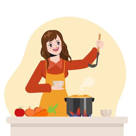 Free vector beautiful housewife is cooki... | Free Vector #Freepik #freevector #woman-cooking #mother-cooking #people-cooking #cooking-kitchen Kitchen Illustration, Cooking In The Kitchen, Beautiful Housewife, Flying With Kids, Food Cartoon, Youtube Channel Ideas, Cartoon People, Cartoon Posters, Cartoon Animation