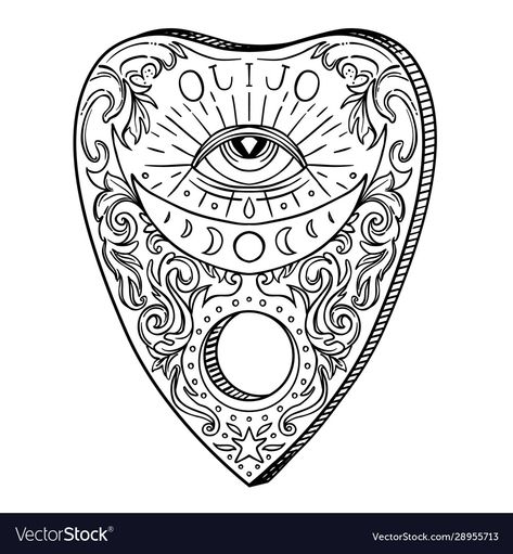 Ouija Tattoo, Tarot Tattoo, Wood Craft Patterns, Image Ideas, Ouija Board, Inspirational Artwork, Flash Art, Blackwork Tattoo, Tattoo Stencils