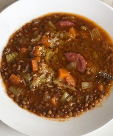 71.6k Likes, 1,707 Comments - Ina Garten (@inagarten) on Instagram: “What to do with those lentils in your pantry?? Lentil Sausage Soup - it’s dinner in a bowl!  If you…” Lentil Sausage, Easy Delicious Meals, Lentil Sausage Soup, Bacon Frittata, Lentils Recipe, Grilled Cheese Croutons, Tomato Soup Easy, Tips For Cooking, Making Grilled Cheese