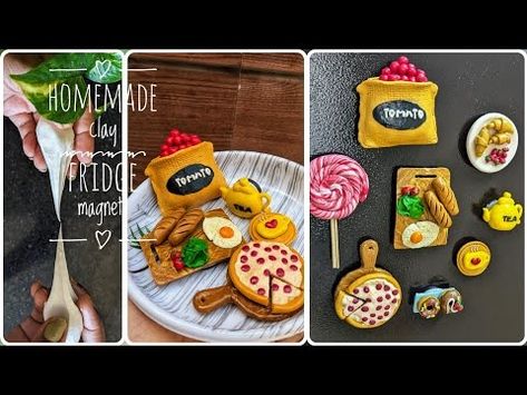 (18730) Making fridge magnet with homemade clay 😱/food fridge magnets diy/cold porcelain clay craft🧿 - YouTube Homemade Air Dry Clay, Fridge Magnets Diy, Magnets Diy, Cold Porcelain Clay, Homemade Clay, Clay Craft, Clay Food, Porcelain Clay, Cold Porcelain