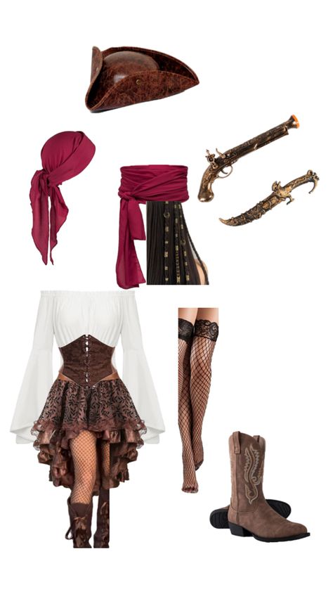 Pirate Outfit Female, Diy Pirate Costume For Women, Pirate Oc, Saloon Girl Costumes, Pirate Costume Diy, Female Pirate Costume, Saloon Girls, Pirate Outfit, Pirate Woman