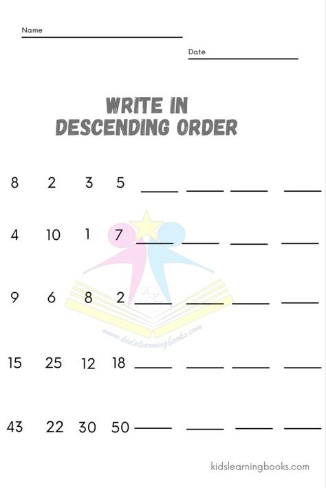 Ascending Order Worksheet Kindergarten, Sr Kg Maths Worksheet, Ascending Order Worksheet, Kindergarten Subtraction, Toddler Alphabet, Trace Numbers, Ascending Order, Kindergarten Addition, Kindergarten Math Worksheets Addition