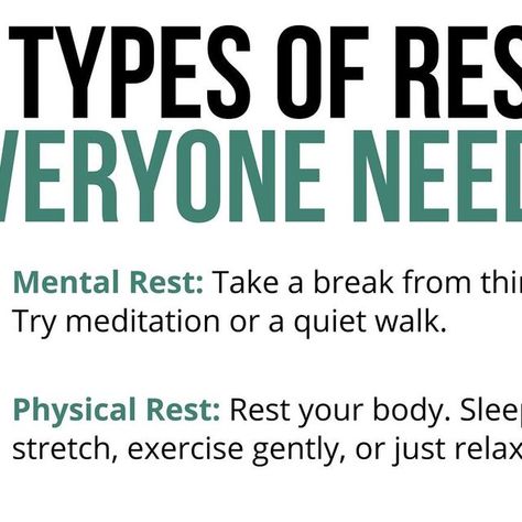 Business | Entrepreneurship | Self Improvement on Instagram: "Rest isn’t just about getting enough sleep, it’s about rejuvenating your mind, body, and soul. We often push ourselves to the limit, thinking that hustling 24/7 is the only way to success. But in reality, taking time to rest can actually make us more productive and focused. 

There are six essential types of rest that everyone needs:

1. Mental Rest: Give your mind a break from constant thinking. Try meditation, take a walk, or simply sit in silence for a few minutes.

2. Physical Rest: Your body needs downtime too. Whether it’s getting a good night’s sleep, stretching, or just relaxing, it’s important to rest physically.

3. Emotional Rest: It’s okay to say no when you’re feeling drained. Be honest with yourself and others abou Emotional Rest, Physical Rest, Types Of Rest, Time To Rest, Being Lazy, A Balanced Life, Feeling Drained, Way To Success, Balanced Life