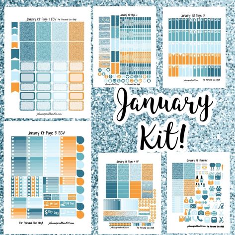 January Stickers, Logs Ideas, January Planner, Happy Planner Free Printable, Work Notebook, Winter Planner Stickers, Planners Printables, January Colors, Room Layout Planner