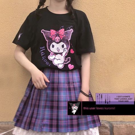 Kuromi Outfit, Kuromi Clothes, Sanrio Outfits, Cute Kawaii Outfits, Gothic Harajuku, Harajuku Outfits, Y2k Aesthetic Outfits, My Melody, Harajuku Fashion