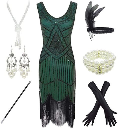 Rumba Dress, Great Gatsby Accessories, 20s Accessories, Long Satin Gloves, Dresses 1920s Style, Rhythm Dress, Rumba Dresses, Flapper Party, 20s Dresses