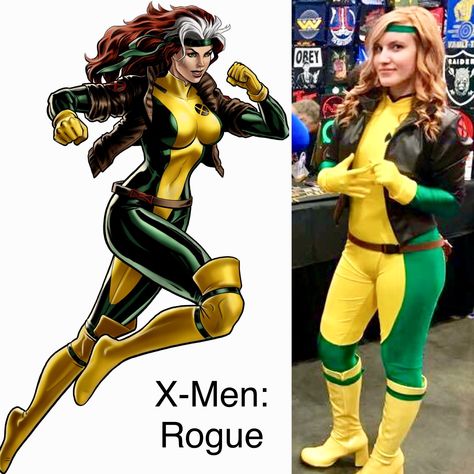 Rogue Xmen Costume Diy, Rouge Cosplay X Men, Rogue Costume Diy, Rogue X Men Costume, X Men Cosplay, Rogue Costume, Rogue X Men, X Men Costumes, Rogue Cosplay